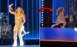 Dünyaca ünlü şarkıcıdan korkutan kaza! Dengesini kaybedip yere düştü