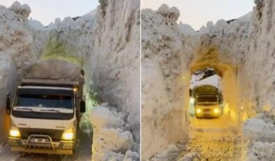 Görüntü kutuplardan değil Türkiye’den! Kar tüneliyle yaşam koridoru