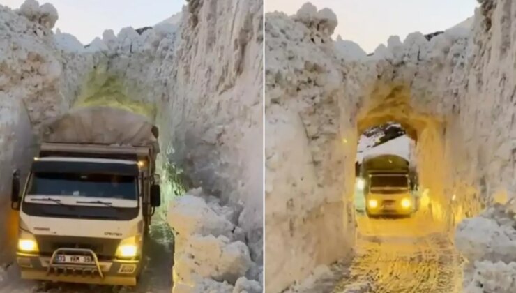 Görüntü kutuplardan değil Türkiye’den! Kar tüneliyle yaşam koridoru