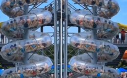 Çin’de aqua parkta korku dolu anlar: Kaydırakta mahsur kaldılar