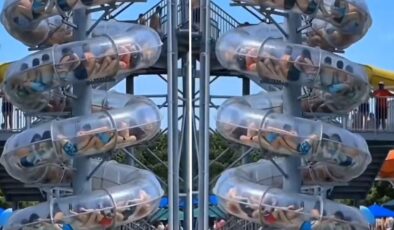 Çin’de aqua parkta korku dolu anlar: Kaydırakta mahsur kaldılar
