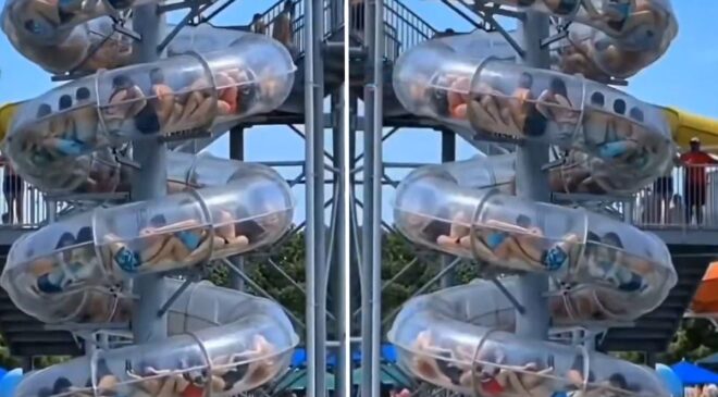 Çin’de aqua parkta korku dolu anlar: Kaydırakta mahsur kaldılar