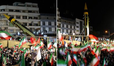 İran füzeleri meydana indirdi! Tahran’dan dikkat çeken görüntüler