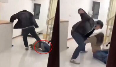 Skandal görüntü! Tüm birikimini hiç eden eşini böyle darbetti