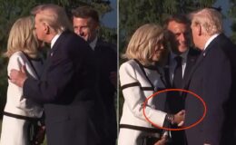 G7’ye damga vuran tokalaşma: Trump Fransız First Lady’nin elini bırakamadı