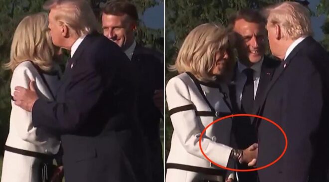 G7’ye damga vuran tokalaşma: Trump Fransız First Lady’nin elini bırakamadı