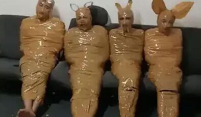 Mahalleliden hırsızlara sıra dışı tuzak: Yakalayıp koli bandıyla "Teletabilere" benzettiler