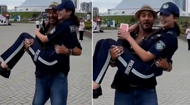 Kadın polisi kucağına alıp döndürdü! Tepki çeken görüntülere ağır yaptırım