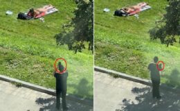 Parkta skandal görüntü! Güneşlenen kadını gizlice fotoğrafladı