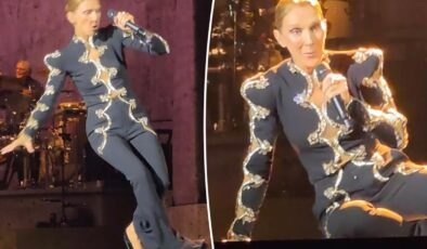 Céline Dion sahnede düştü, hiçbir şey olmamış gibi konsere devam etti