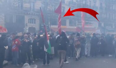 Fransa’daki protestolarda TİP bayrağı sürprizi
